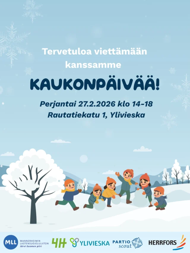 Tervetuloa koko perheen Kaukonpäivä-tapahtumaan Ylivieskaan! ❄️

Perjantaina 27.2.2026 klo 14–18 järjestämme jälleen perinteisen mäenlaskutapahtuman yhteistyössä Ylivieskan kaupungin nuorisopalveluiden, Ylivieskan 4H-yhdistyksen, MLL:n sekä partiolippukunta Viessojien kanssa.

Pankkiaukion tapahtuma-alueella riittää tekemistä koko perheelle pulkkailun lisäksi. Tarjolla on myös makkaraa sekä lämmintä mehua.

Ylivieskan pulkkamäen rakentamisesta vastaa Koneurakointi Veljekset Rantala Oy. Myös Alavieskassa päästään nauttimaan omasta Kaukolämpömäestä torin läheisyydessä, jonka rakentaa Maansiirto Kari Huttunen Oy. Sekä Ylivieskan että Alavieskan pulkkamäet tuovat iloa hiihtolomalaisille koko hiihtolomaviikon ajan.

Lämpimästi tervetuloa viettämään kanssamme vauhdikasta ja energistä Kaukonpäivää! ⚡️❄️