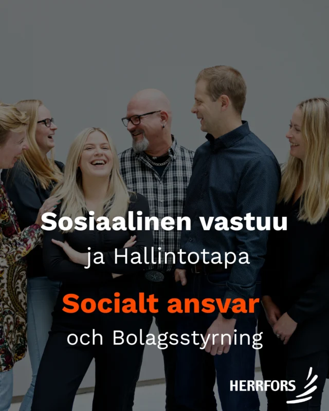 (FI/SVE) Sosiaalinen vastuu näkyy Herrforsilla turvallisuutena, toimitusvarmuutena ja pitkäjänteisenä henkilöstötyönä.⁠
⁠
🔸Vuonna 2025 investoimme kymmenen miljoonaa euroa toimitusvarmaan sähköverkkoon. Paikallistuntemuksemme auttaa meitä ehkäisemään häiriöitä ja korjaamaan viat nopeasti.⁠
Työturvallisuus on keskeinen osa arkeamme, ja tavoitteenamme on nolla työtapaturmaa. Panostamme myös osaamisen kehittämiseen, tasa-arvoon, monimuotoisuuteen ja osallistavaan työyhteisöön.⁠
⁠
🔸Konserni on päättäväisesti sitoutunut torjumaan harmaata taloutta sekä ottaa selkeästi etäisyyttä rahanpesuun, korruptioon, kiristykseen ja lahjontaan. Nämä periaatteet läpäisevät Code of Conductin ja muodostavat toimintatapojemme keskeisen tukipilarin.⁠
⁠
👉🏼 Lue lisää sosiaalisesta vastuustamme, hyvästä hallintotavastamme ja vastuullisuusraportistamme verkkosivuillamme: www.herrfors.fi⁠
⁠
//⁠
⁠
Socialt ansvar syns hos Herrfors genom trygghet, leveranssäkerhet och ett långsiktigt personalarbete.⁠
⁠
🔸Under 2025 investerade vi tio miljoner euro i ett leveranssäkert elnät. Vår lokalkännedom hjälper oss att förebygga störningar och snabbt åtgärda fel.⁠
Arbetssäkerhet är en central del av vår vardag, och vår målsättning är noll arbetsplatsolyckor. Vi satsar också på kompetensutveckling, jämställdhet, mångfald och en inkluderande arbetsgemenskap.⁠
⁠
🔸Koncernen är fast besluten att bekämpa grå ekonomi och tar tydligt avstånd från penningtvätt, korruption inklusive utpressning och mutor. Dessa principer genomsyrar vår Code of Conduct och utgör en grundpelare i vårt sätt att bedriva verksamhet.⁠
⁠
👉🏼 Läs mer om vårt sociala ansvar, bolagsstyrning och vår hållbarhetsrapport på vår webbplats: www.herrfors.fi⁠
⁠
#herrfors