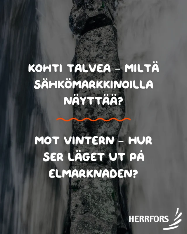 (FI/SVE) Miltä sähkömarkkinoilla näyttää tulevaa talvea kohti? ❄️⁠
⁠
Sää, Pohjoismaiden vesitilanne sekä Euroopan energia- ja kaasumarkkinoiden kehitys vaikuttavat kaikki tulevan talven sähkön hintanäkymiin. Suomen lähtötilanne on hyvä, mutta epävarmuustekijöitä on tavallista enemmän ja hintavaihteluihin kannattaa varautua.⁠
⁠
”Tulevaan talveen ei tällä hetkellä liity mitään yksittäistä tekijää, jonka vuoksi olisimme erityisen huolissamme. Epävarmuutta kuitenkin on, ja siksi jokaisen kannattaa miettiä, kuinka paljon sähkön hinnan vaihtelua haluaa itse kantaa”, Herrforsin myyntijohtaja Johanna Övergaard sanoo.⁠
⁠
Tuoreessa markkinakatsauksessamme käymme läpi, mitkä tekijät vaikuttavat sähkömarkkinoihin juuri nyt ja miltä tulevan talven näkymät näyttävät.⁠
⁠
👉 Lue lisää: www.herrfors.fi⁠
⁠
⁠
//⁠
⁠
Hur ser elmarknaden ut inför den kommande vintern? ❄️⁠
⁠
Vädret, vattenläget i Norden samt utvecklingen på den europeiska energi- och gasmarknaden påverkar alla prisutsikterna inför vintern. Utgångsläget i Finland är gott, men osäkerhetsfaktorerna är fler än normalt och det finns anledning att vara beredd på prisvariationer.⁠
⁠
”Just nu finns det ingen enskild faktor inför den kommande vintern som gör oss särskilt oroliga. Det finns ändå osäkerhet, och därför är det bra att var och en funderar på hur stora variationer i elpriset man själv är beredd att bära”, säger Herrfors försäljningsdirektör Johanna Övergaard.⁠
⁠
I vår senaste marknadsöversikt går vi igenom vad som påverkar elmarknaden just nu och hur utsikterna inför den kommande vintern ser ut.⁠
⁠
👉 Läs mer: www.herrfors.fi⁠
⁠
⁠
⁠
#herrfors #pörssisähkö #börsel