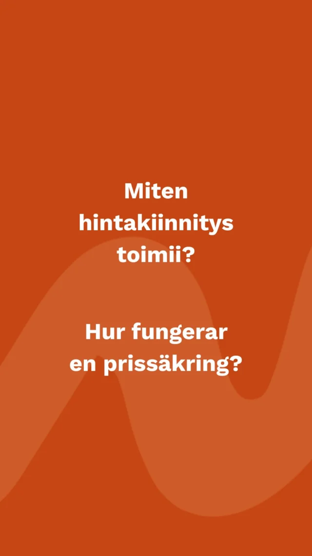 (FI/SVE)🔒Miten hintakiinnitys tehdään käytännössä?

Lokakuu lähestyy ja yöt viilenevät. 🥶 Samalla katseet kääntyvät yhä enemmän kohti tulevien kuukausien sähkön hintaa, joten nyt on hyvä aika pohtia mahdollista hintakiinnitystä.

Saamme paljon kysymyksiä hintakiinnityksestä ja erityisesti siitä, miten kiinnitys tehdään käytännössä. Tällä videolla sähkömyyntipäällikkömme Kari Sipilä kertoo lyhyesti, miten Spot+-sopimuksen hinnan kiinnittäminen käytännössä toimii.

Lue lisää hintakiinnityksestä verkkosivuiltamme: www.herrfors.fi
 
//

 
🔒Hur gör man en prissäkring i praktiken? 

Oktober närmar sig och nätterna blir kallare. 🥶Samtidigt riktas blickarna allt mer mot elpriset under de kommande månaderna, och nu är det ett bra tillfälle att fundera på eventuell prissäkring.

Vi får många frågor om prissäkring, inte minst om hur man rent praktiskt går till väga. I den här videon förklarar vår elhandelschef Kari Sipilä kort hur det fungerar att prissäkra priset för ett Spot+-avtal.

Läs mer om prissäkring på vår webbplats: www.herrfors.fi

#herrfors #börsel #pörssisähkö #hintakiinnitys